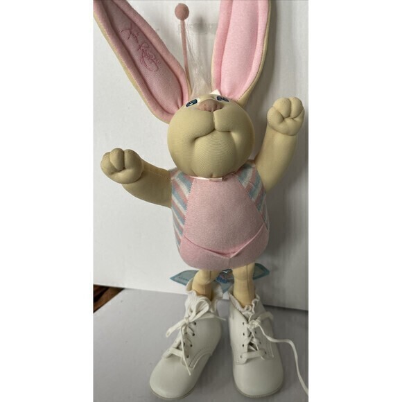 1986 Vtg. Xavier Roberts 16" Bunny‎ Bee Plush Soft Doll Pink/Blue *Tags & Shoes - Picture 4 of 5